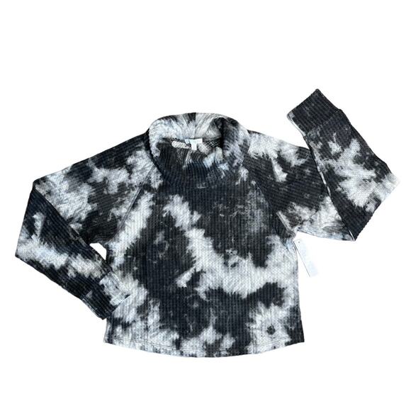 ABOUND Charcoal Gray Tie Dye Waffle Turtleneck Long Sleeve Sweater Women Size XS - Picture 1 of 7